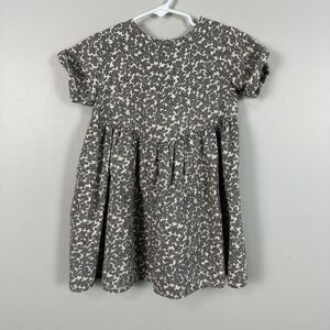 Quincy Mae Girls 4-5 Years Brielle Short Sleeve Dress Floral Brown Tan Cotton